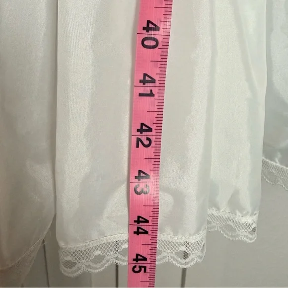 Vintage White Nylon Petticoat Crinoline Lace Hem Maxi Slip Skirt - Picture 8 of 12